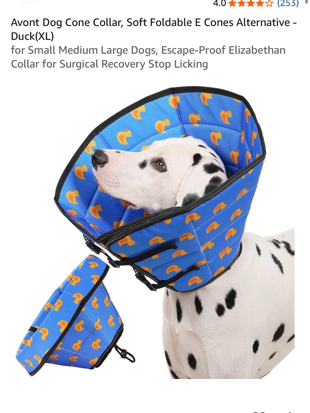 Avon Soft Foldable Dog Cone Collar - Blue Duck Pattern (XL), new